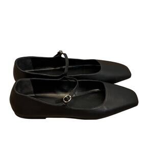 Nordstrom Black Leather Mary Jane Flat - size 10M